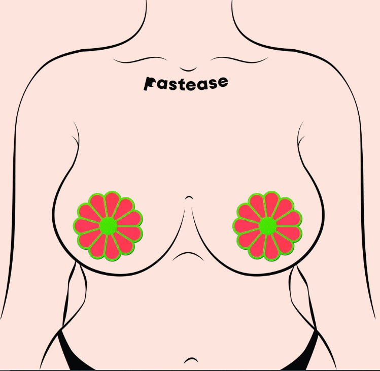 PASTEASE GLOW IN THE DARK PINK & GREEN FLOWERS