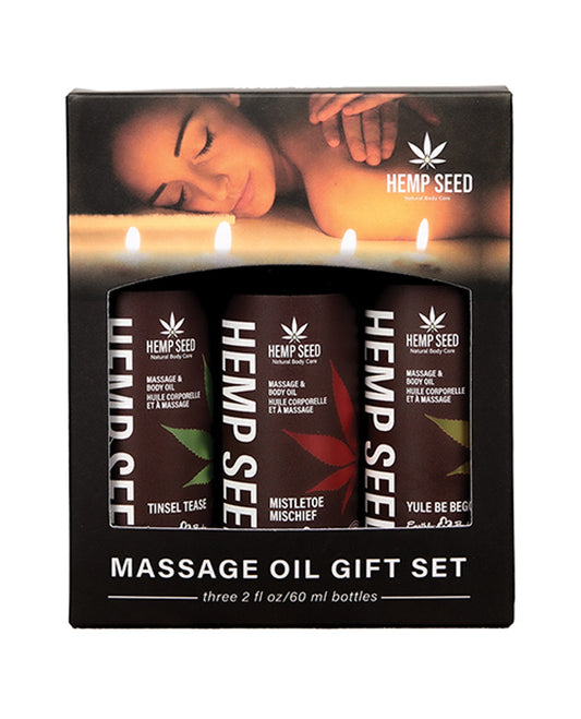 HEMP SEED MASSAGE OIL TRIO GIFT SET 2OZ