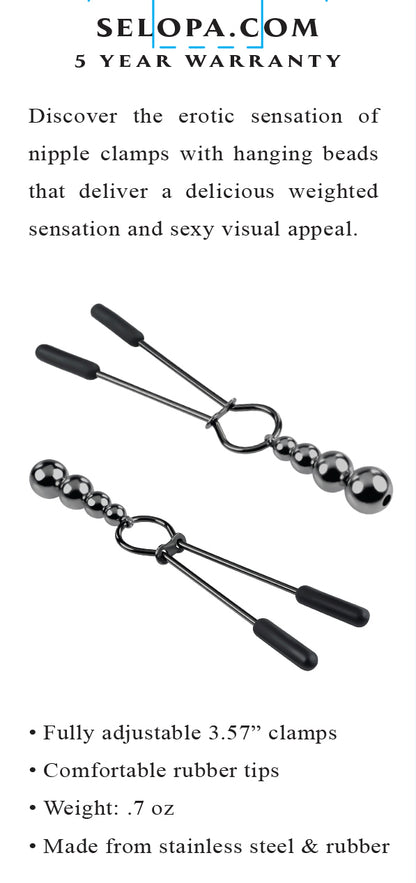 SELOPA BEADED NIPPLE CLAMPS BLACK CHROME