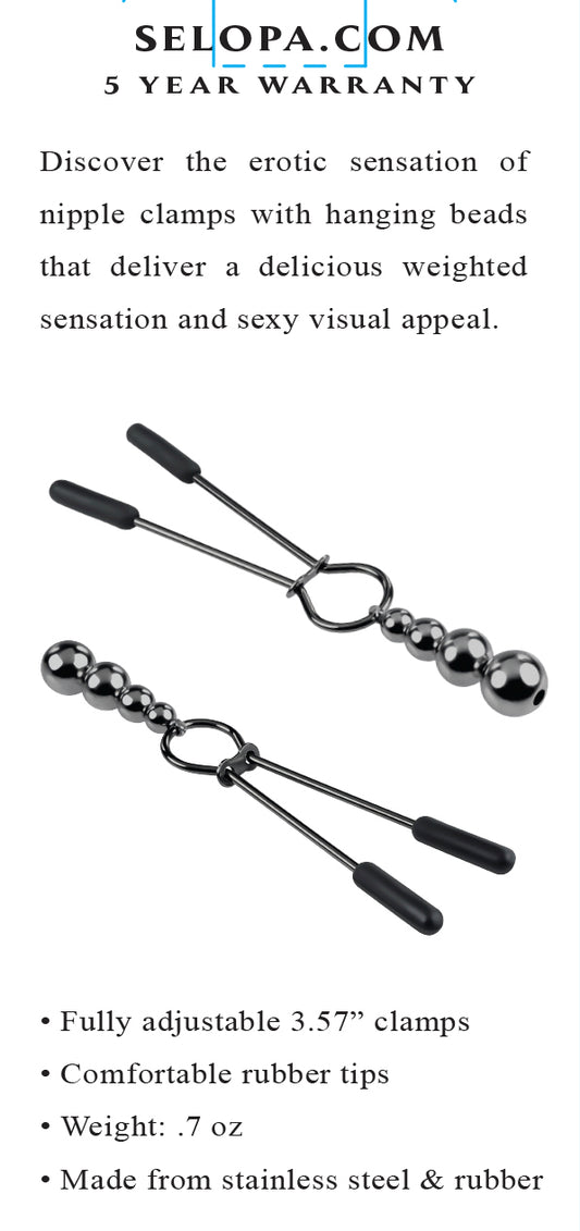 SELOPA BEADED NIPPLE CLAMPS BLACK CHROME
