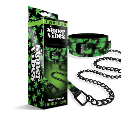 STONER VIBES COLLAR/LEASH GLOW IN THE DARK CHRONIC COLLECTION