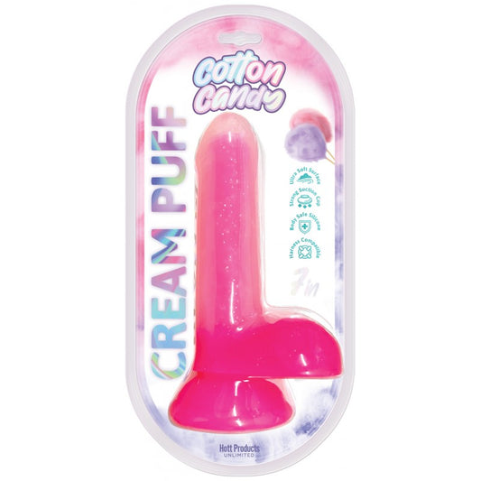 COTTON CANDY CREAM PUFF SILICONE DILDO 6IN PINK