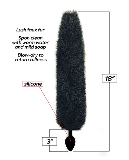 FOXY TAIL SILICONE BUTT PLUG BLACK