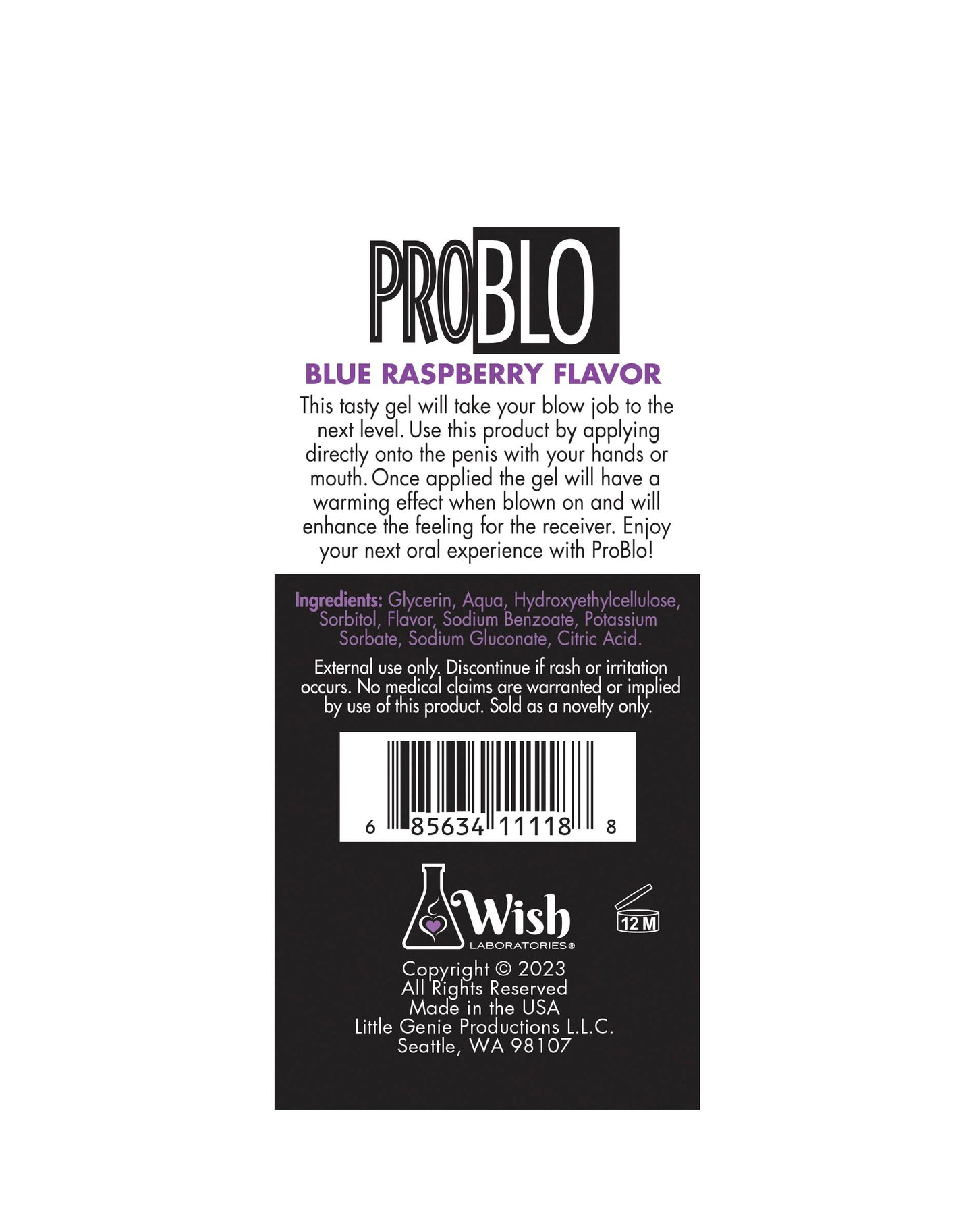 PROBLO ORAL PLEASURE GEL BLUE RASPBERRY 1.5 OZ