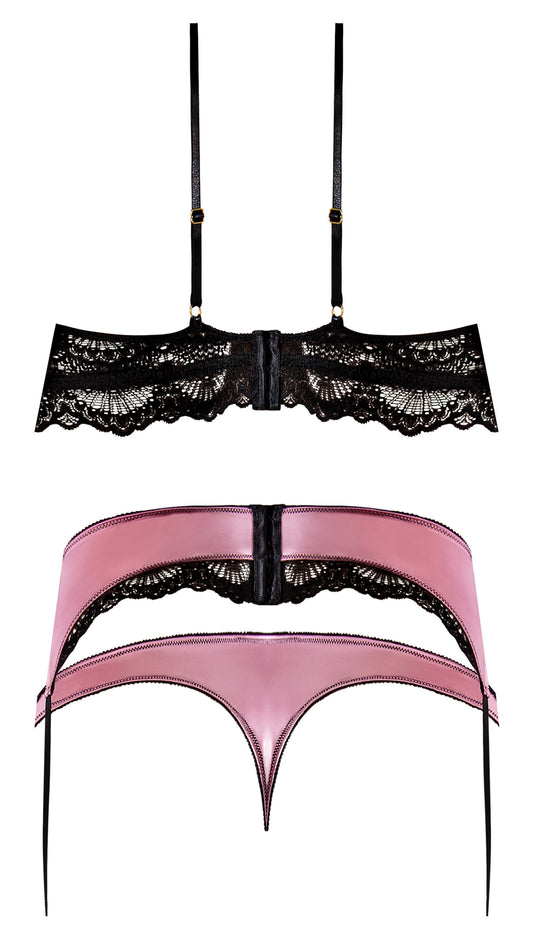 SENSUAL DESIRES BRA CINCHER & THONG MAUVE L/XL