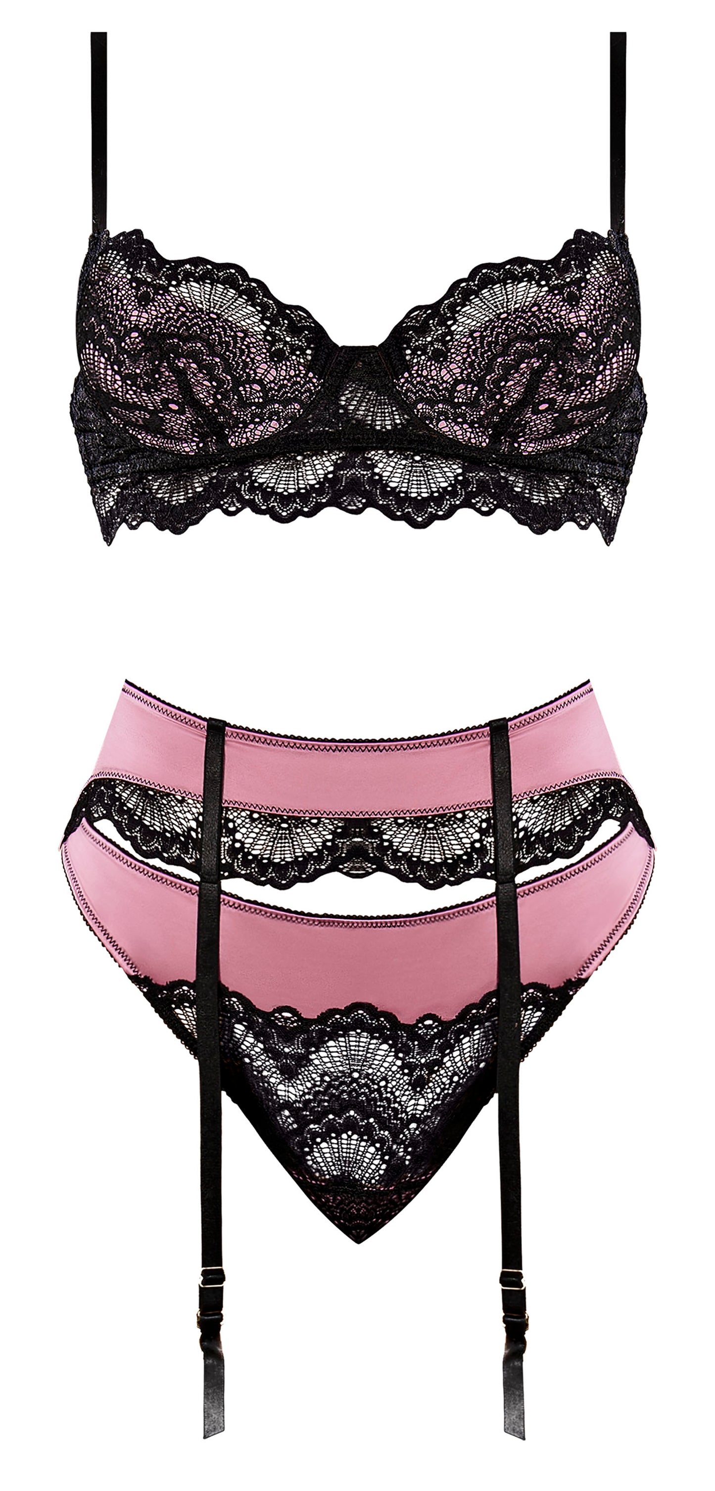 SENSUAL DESIRES BRA CINCHER & THONG MAUVE L/XL