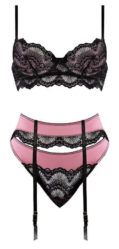 SENSUAL DESIRES BRA CINCHER & THONG MAUVE L/XL