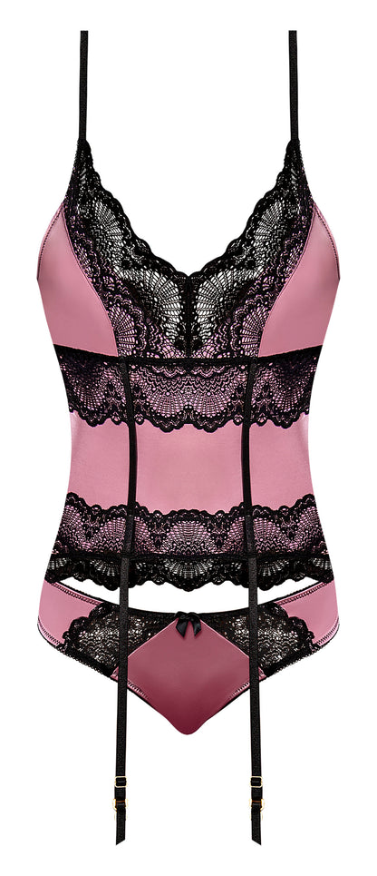 SENSUAL DESIRES BASQUE & TANGA SET MAUVE L/XL