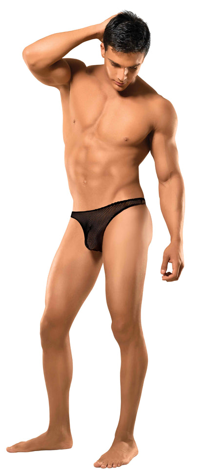 STRETCH NET BONG THONG BLACK L/XL