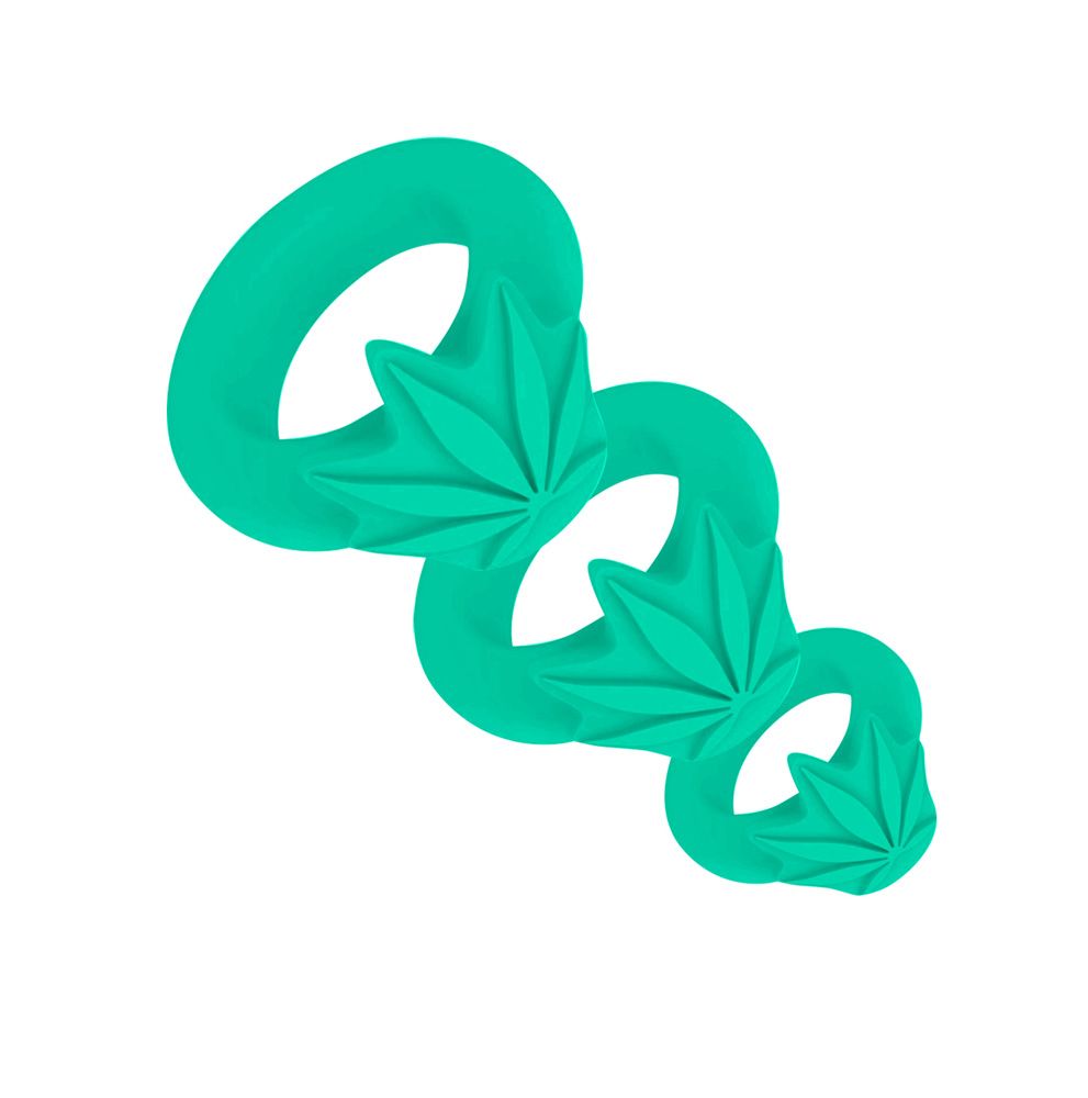 HAZEY SILICONE POT LEAF 3 RING SET
