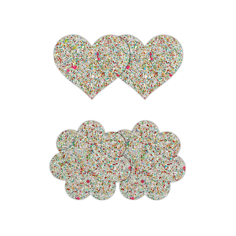 PRETTY PASTIES HEART & FLOWER GLOW 2 PAIR