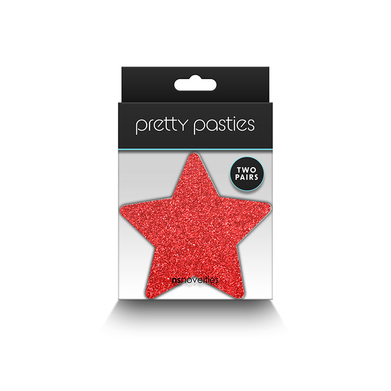 PRETTY PASTIES GLITTER STARS RED/SILVER 2 PAIR