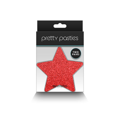 PRETTY PASTIES GLITTER STARS RED/SILVER 2 PAIR