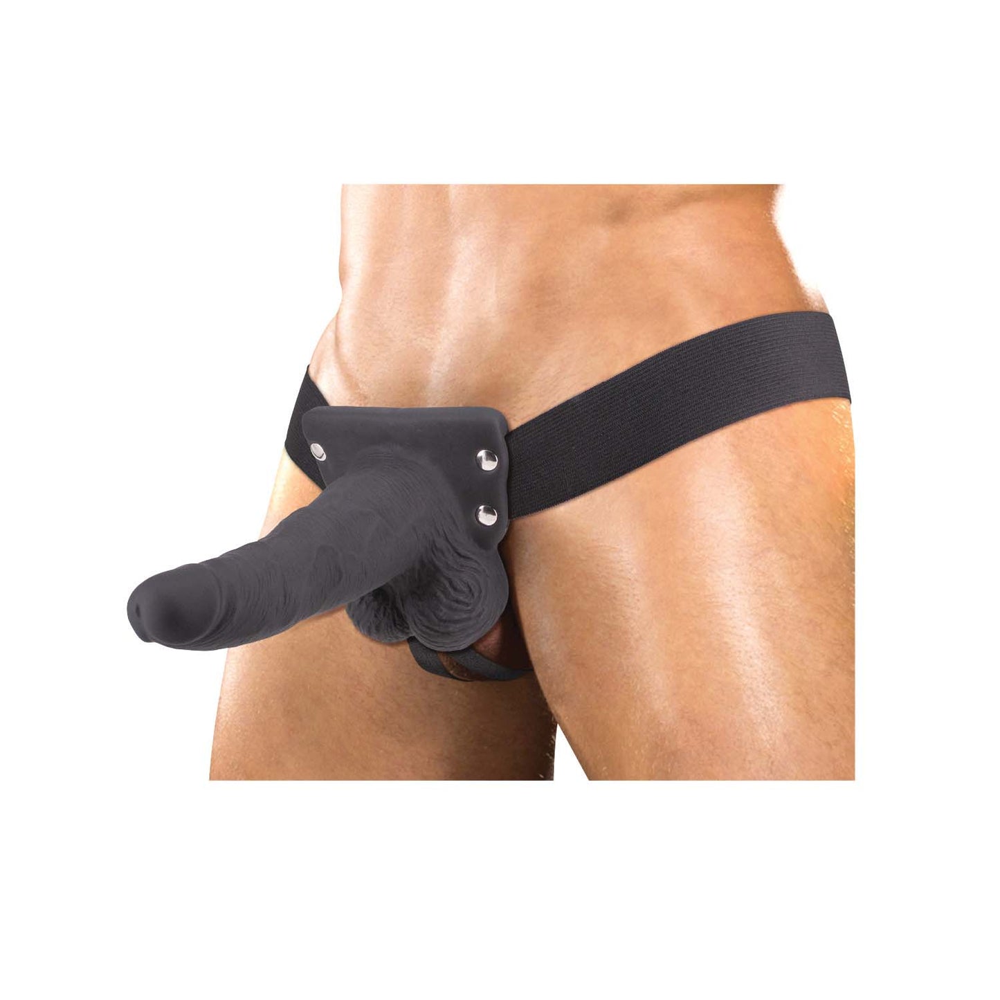 ERECTION ASSISTANT HOLLOW STRAP-ON 6 VIBRATING BLACK "