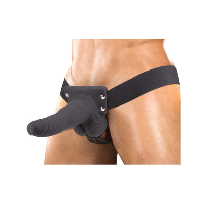 ERECTION ASSISTANT HOLLOW STRAP-ON 6 VIBRATING BLACK "
