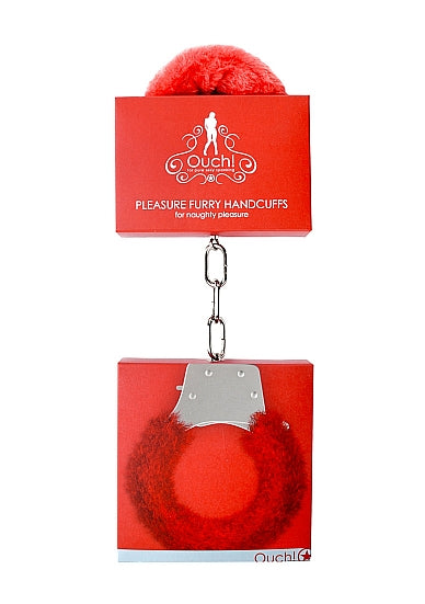 PLEASURE HANDCUFFS FURRY RED
