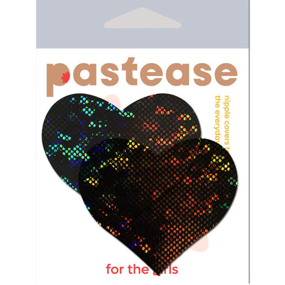 PASTEASE LOVE SHATTERED GLASS DISCO BALL BLACK HEART NIPPLE PASTIES