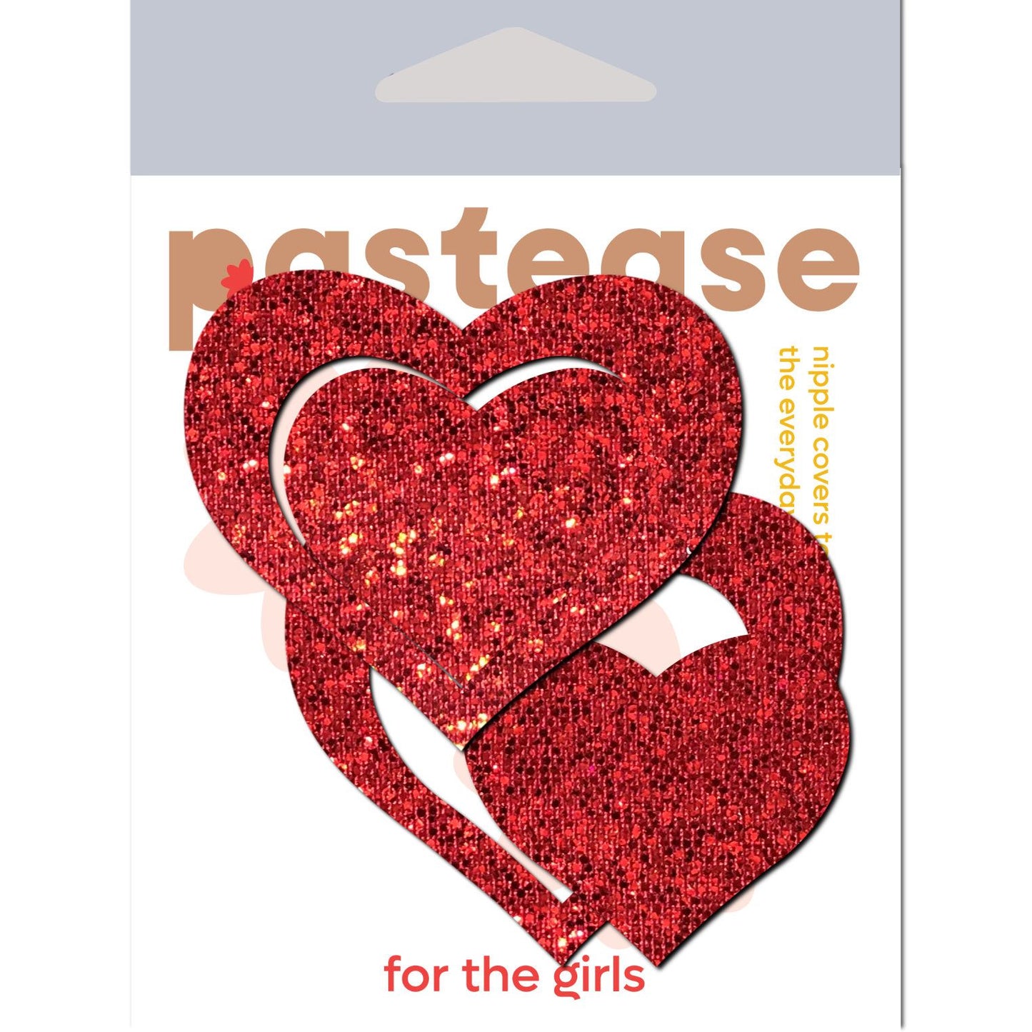 PASTEASE GLITTER PEEK A BOOB HEARTS RED