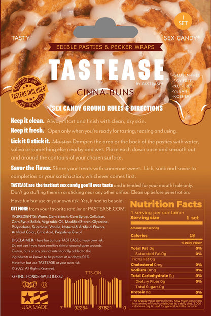 TASTEASE CINNA-BUN EDIBLE NIPPLE PASTIES & PECKER WRAPS