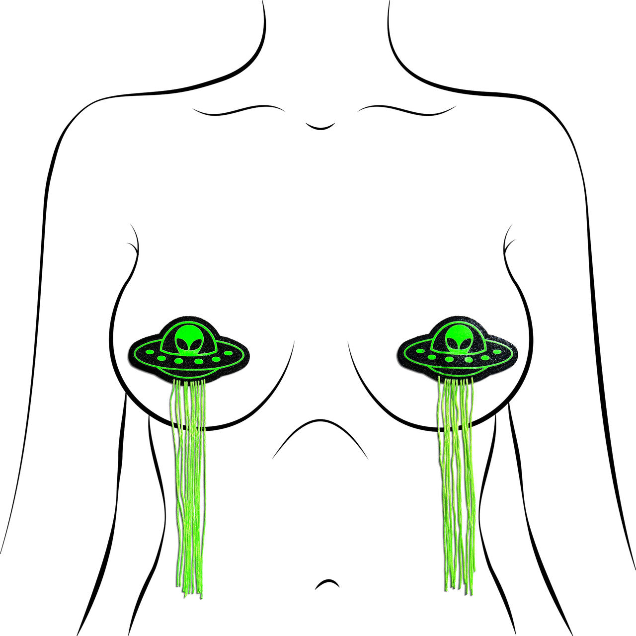 PASTEASE UFO ALIEN TASSELS GLOW IN THE DARK