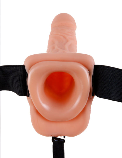 FETISH FANTASY 7 HOLLOW STRAP ON W/BALLS FLESH "
