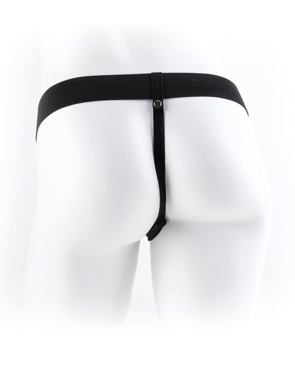 FETISH FANTASY 7 VIBRATING HOLLOW STRAP ON W/BALLS FLESH "