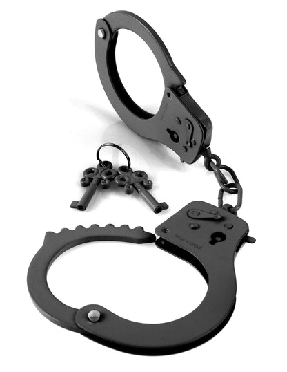 FETISH FANTASY DESIGNER BLACK METAL HANDCUFFS