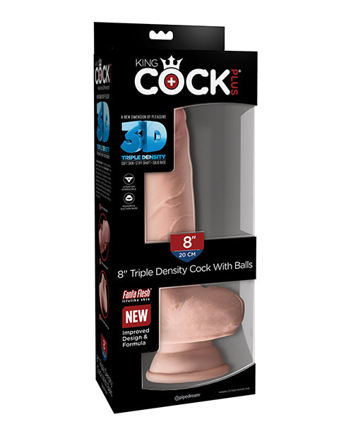 KING COCK PLUS 8 IN TRIPLE DENSITY W/ BALLS LIGHT