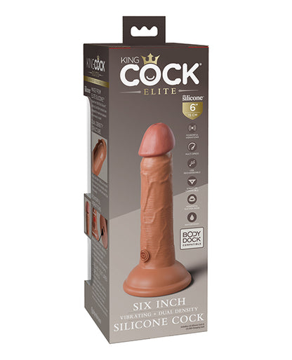 KING COCK ELITE 6 IN VIBRATING DUAL DENSITY TAN