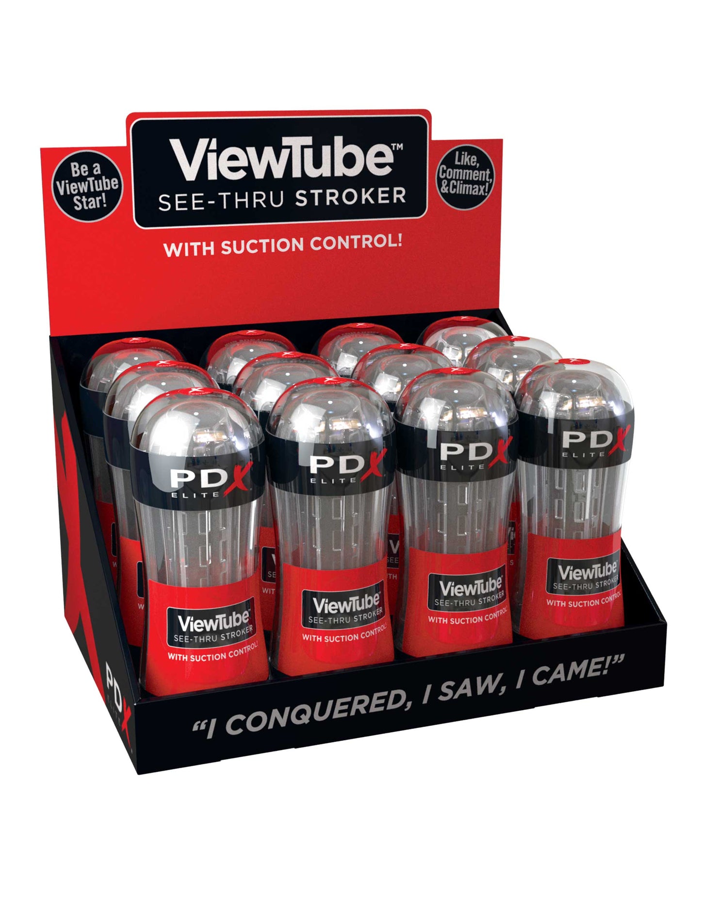 PDX ELITE VIEWTUBE SEE-THRU STROKER DISPLAY 12CT