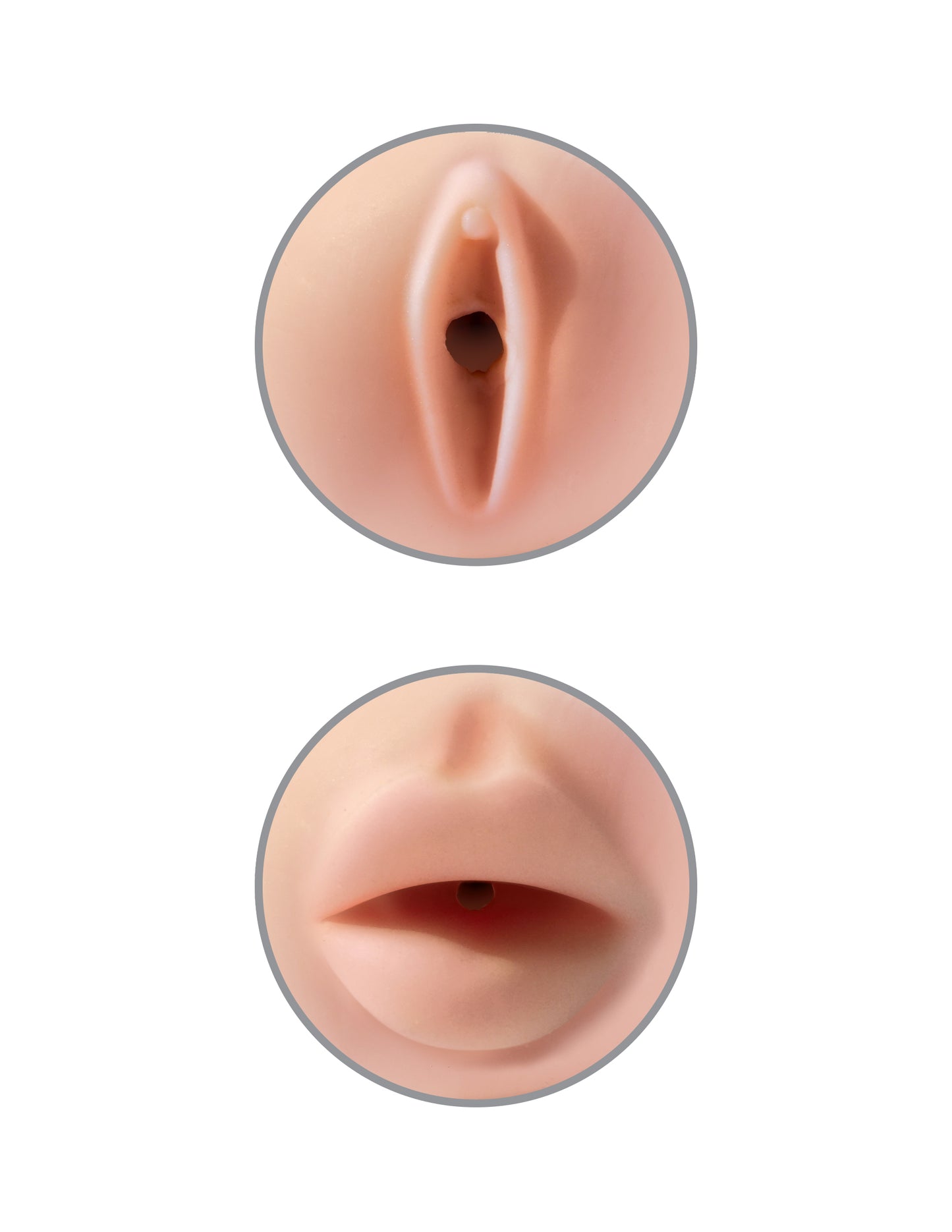 PDX EXTREME TIGHT GRIP PUSSY & MOUTH MASTURBATOR WHITE/ LIGHT