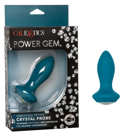 )POWER GEM VIBRATING PETITE CRYSTAL PROBE- BLUE