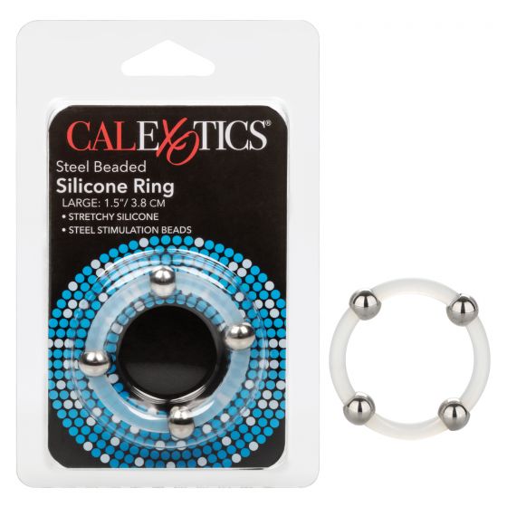 STEEL BEADED SILICONE RING LARGE