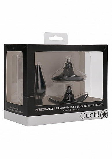 (WD) INTERCHANGEABLE BUTT PLUG ROUNDED MEDIUM BLACK