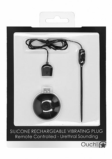 SILICONE RECHARGEABLE VIBRATING PLUG URETHRAL SOUNDING BLACK