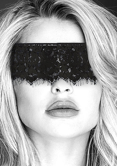 B&W LACE MASK WITH ELASTIC STRAP
