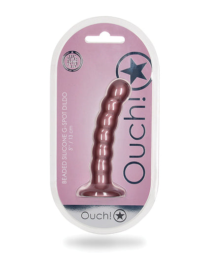 OUCH! BEADED SILICONE G-SPOT DILDO 5 IN ROSE GOLD