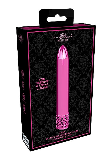 ROYAL GEMS SHINY PINK ABS BULLET RECHARGEABLE