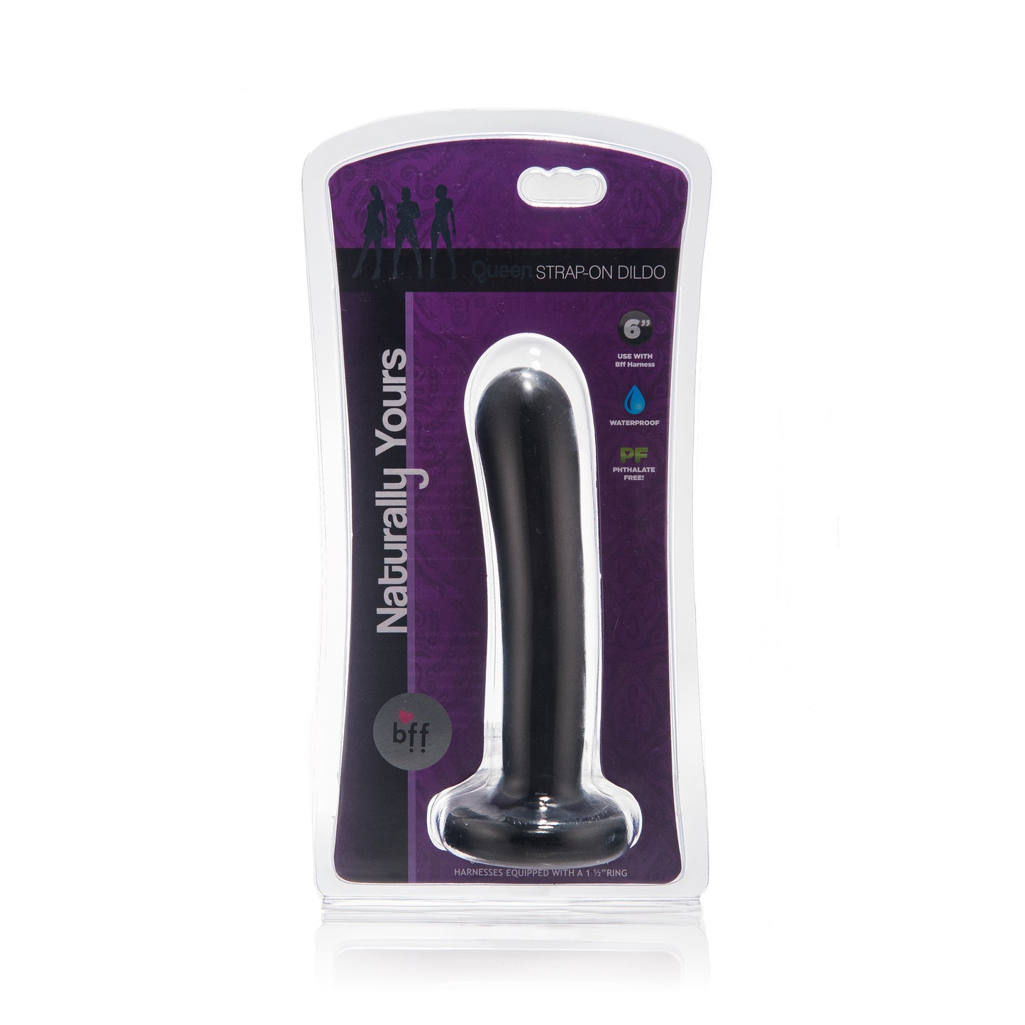 BFF QUEEN STRAP ON DILDO BLACK 6IN