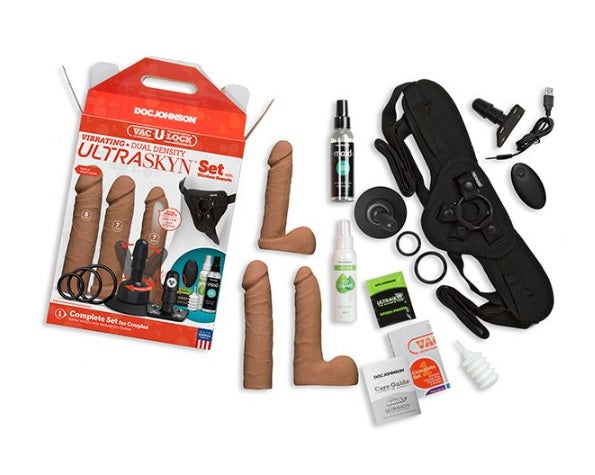 VAC-U-LOCK VIBRATING DUAL DENSITY ULTRASKYN SET CARAMEL