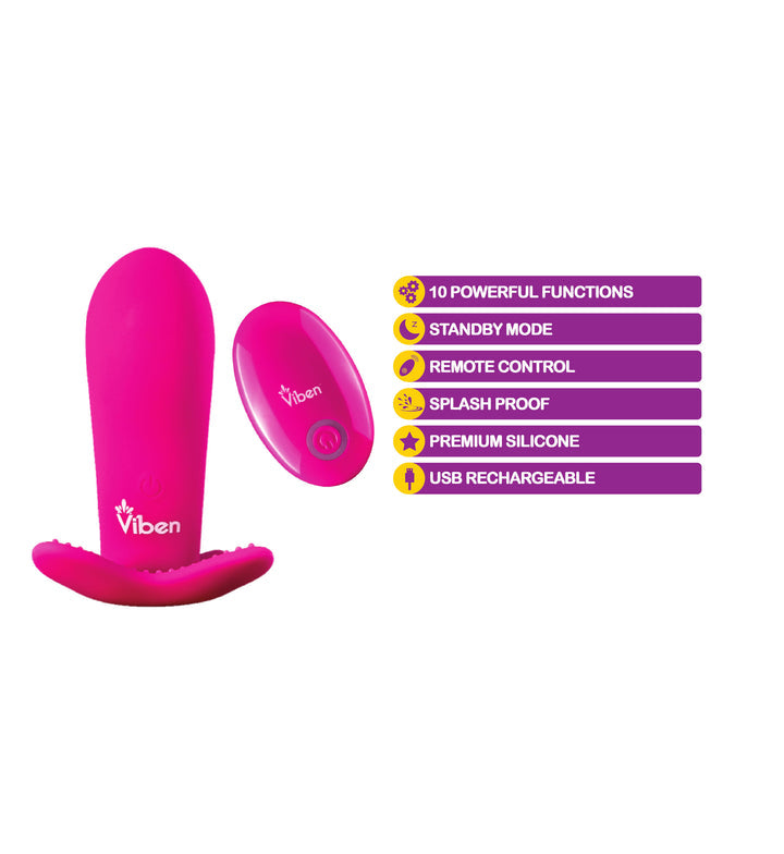 VIBEN INTRIGUE PANTY VIBE W/ PLEASURE NUBS HOT PINK
