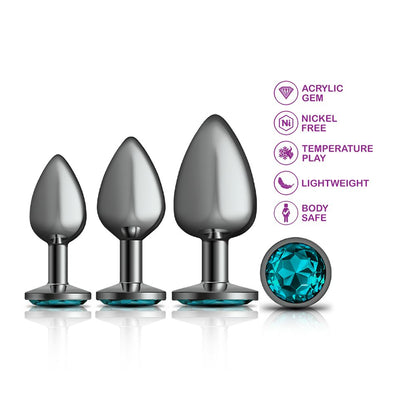 CHEEKY CHARMS METAL PLUG KIT GUNMETAL ROUND TEAL