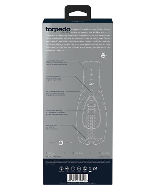 VEDO TORPEDO RECHARGEABLE STROKER JUST BLACK W/ GLOW SLEEVE