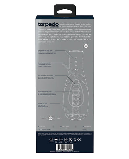 VEDO TORPEDO RECHARGEABLE STROKER JUST BLACK W/ GLOW SLEEVE