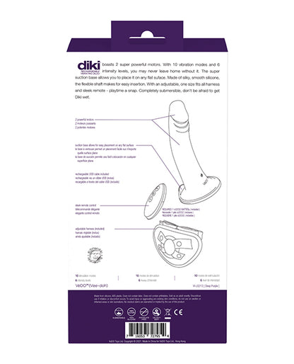 VEDO DIKI VIBRATING DILDO W/ HARNESS DEEP PURPLE