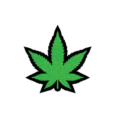 GREEN GLITTER LEAF PIN (NET)
