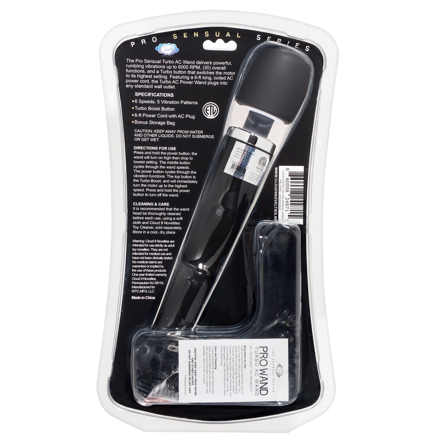 TURBO AC POWER WAND - BLK PRO SENSUAL SERIES