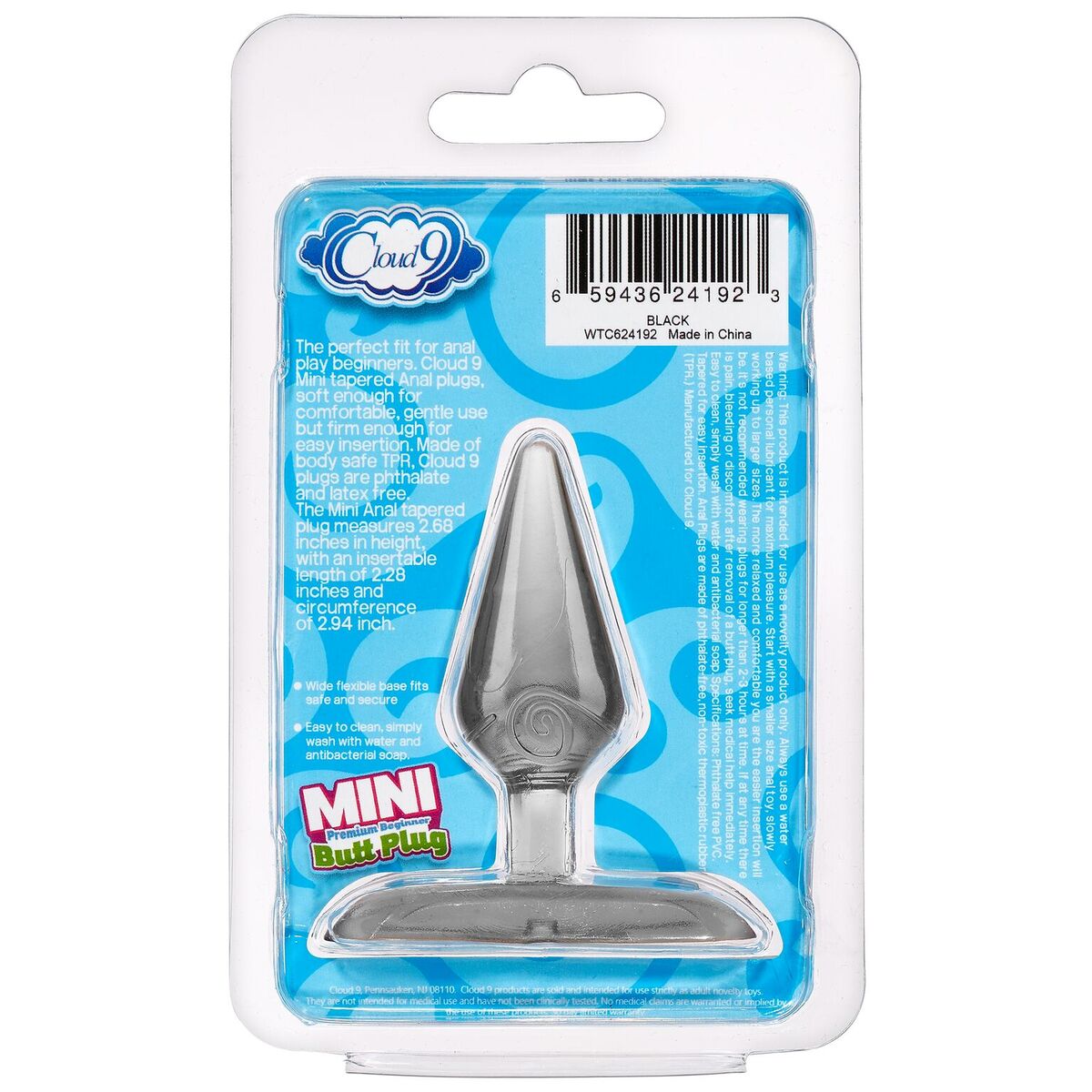 CLOUD 9 MINI BUTT PLUG SMOKE GREY