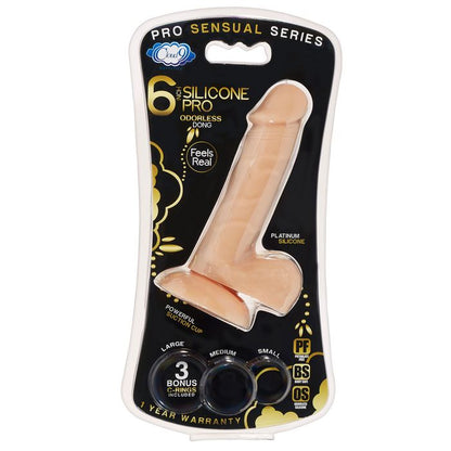 PRO SENSUAL PREMIUM SILICONE DONG W/ 3 C RINGS LIGHT 6 "