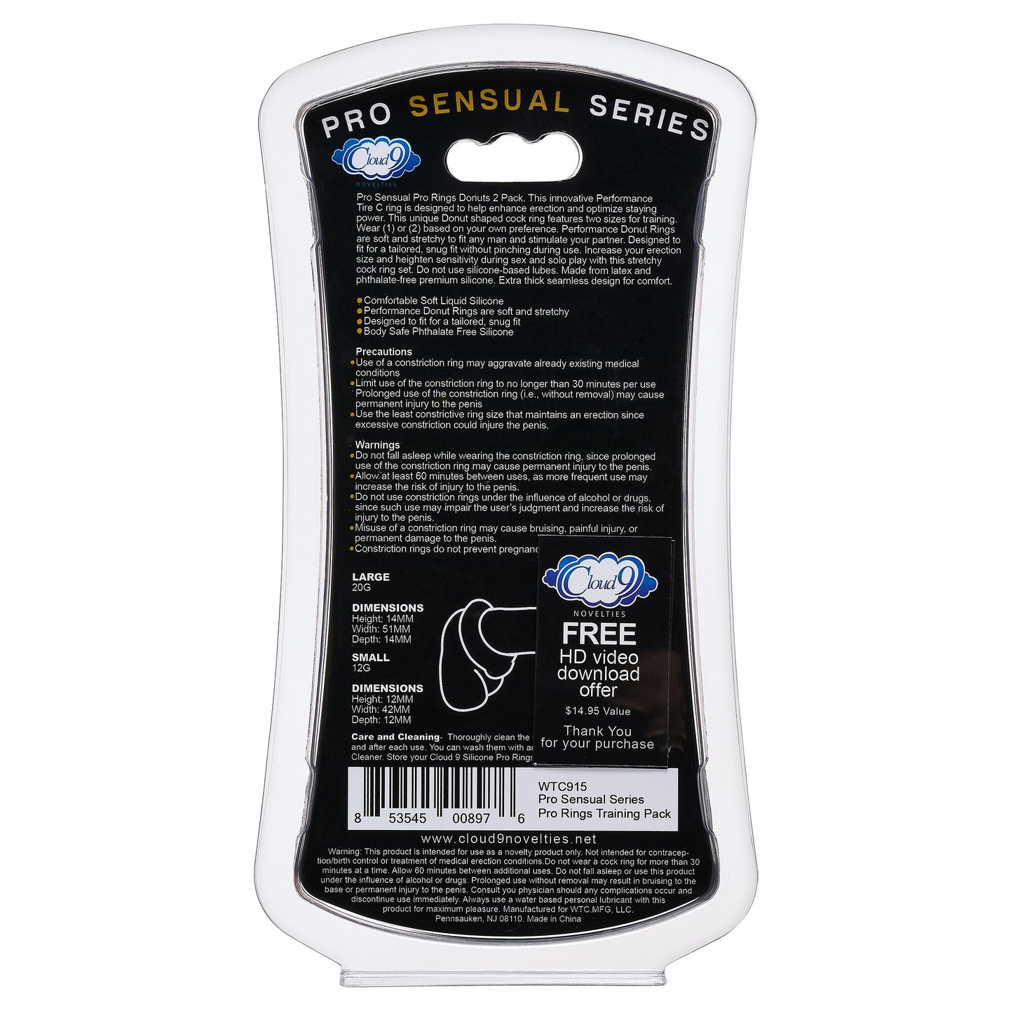 CLOUD 9 PRO RINGS LIQUID SILICONE DONUTS 2 PACK BLACK